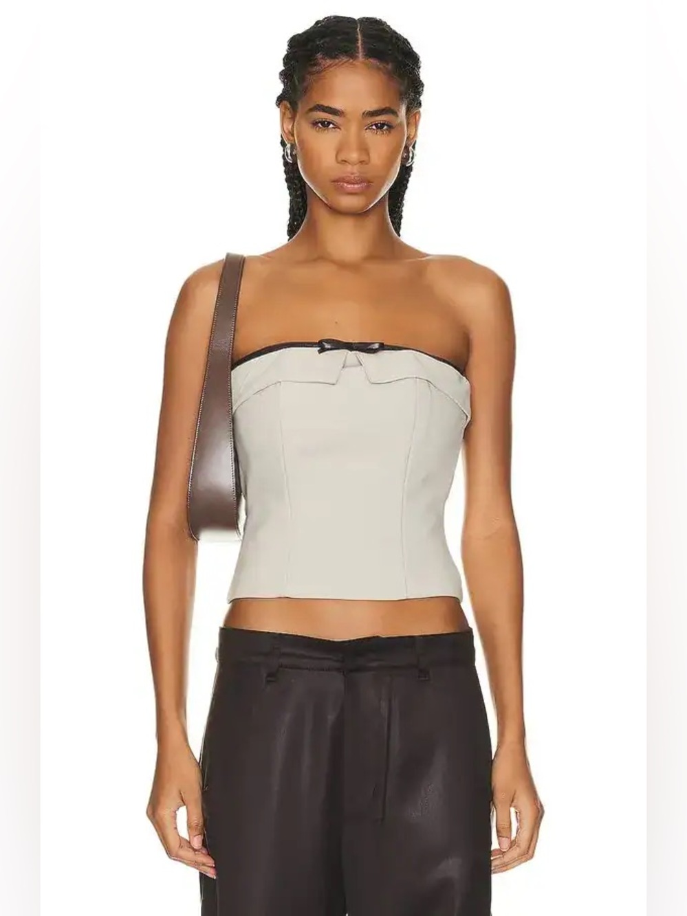 MIMCHIK Tube Top in Light Grey Size S NEW Y2K Luxury Wool Leather